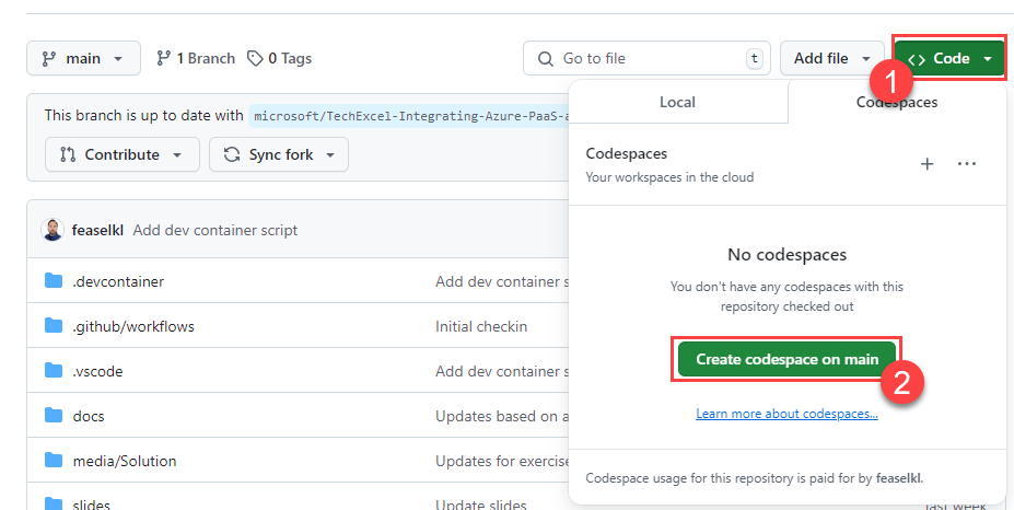Create a GitHub Codespace