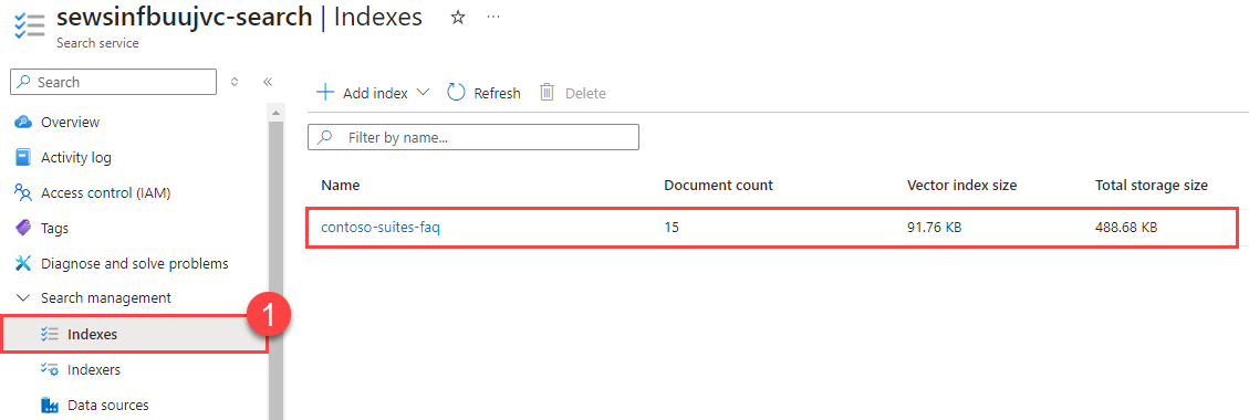 The Indexes menu option shows a set of documents.