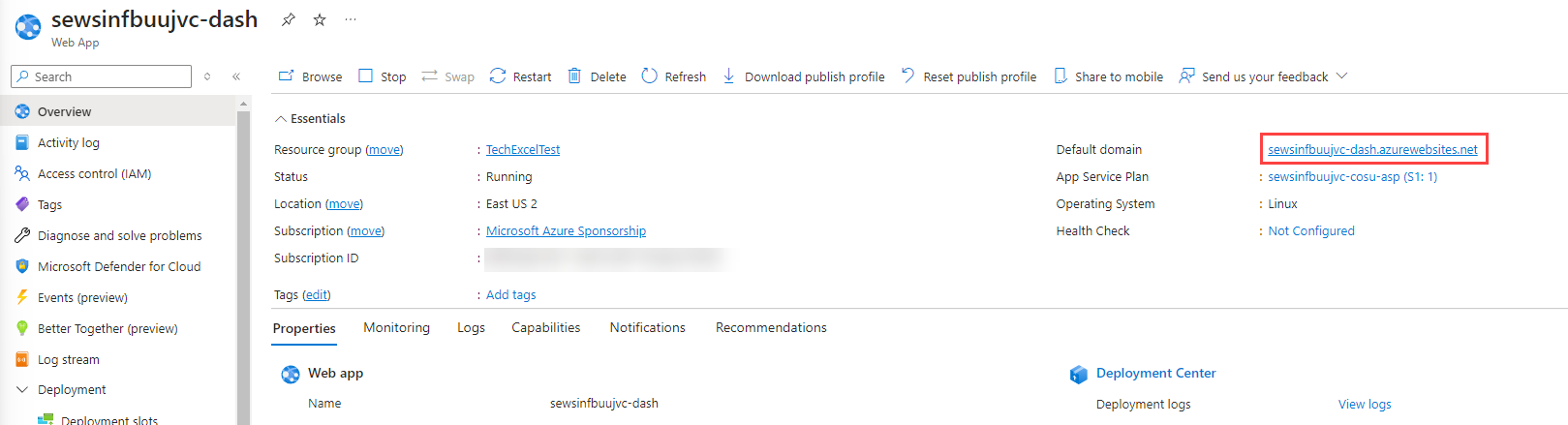 Retrieve the URL to the deployed dashboard.