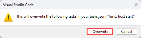 Overwrite the func: host start task in your tasks.json file.